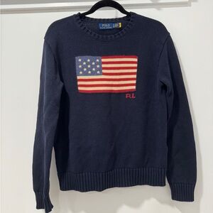 Ralph Lauren Navy Sweater with Flag Design